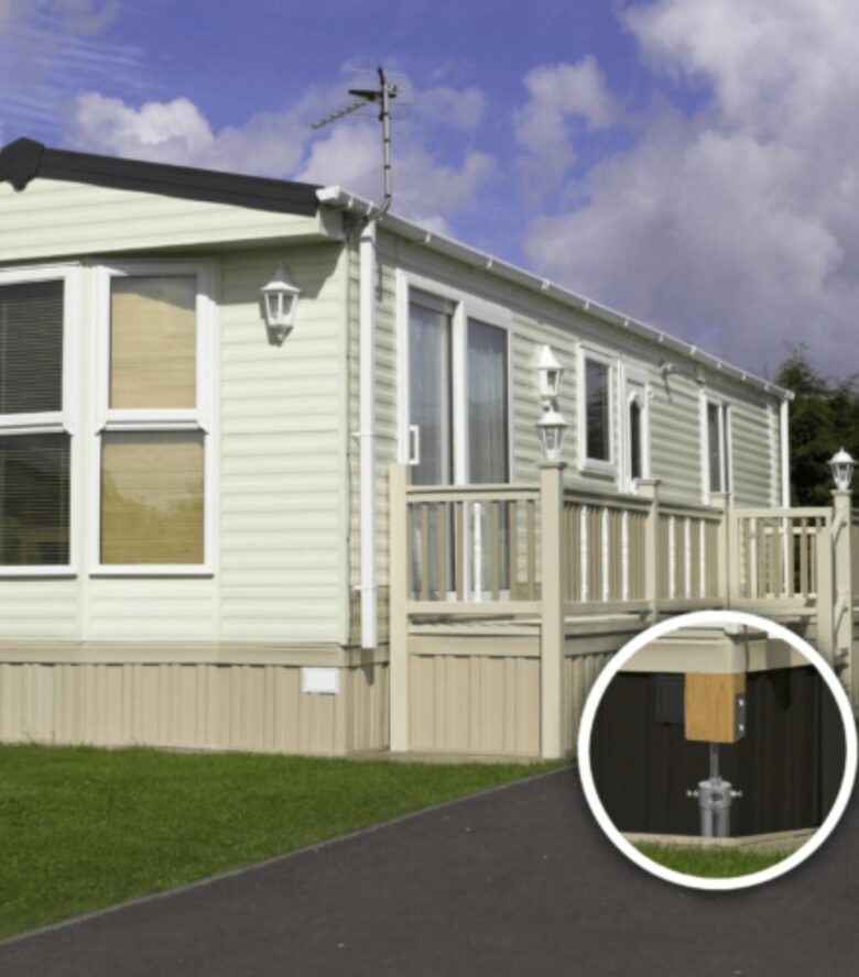 Mobile home installed on a durable Postech Screw Piles foundation